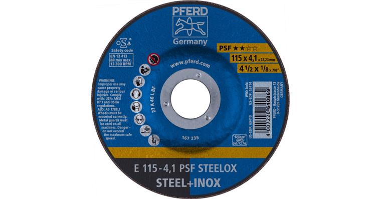 1001434964 grinding disc E 115x4.1x22.23 mm universal line PSF STEELOX for steel