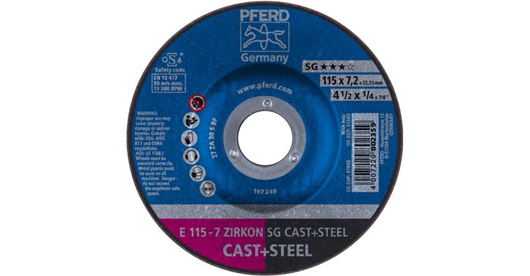 1001436754 grinding disc E 115x7.2x22.23mm ZIRKON line SG CAST STEEL for cast steel