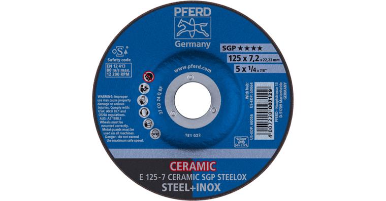 1001440611 grinding disc E 125x7.2x22.23 mm CERAMIC performance line SG STEELOX steel