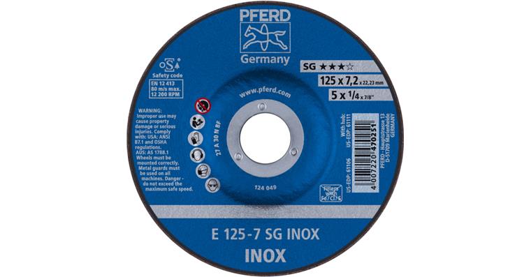 1044621106 grinding disc E 125x7.2x22.23 mm performance line SG INOX for stainless steel