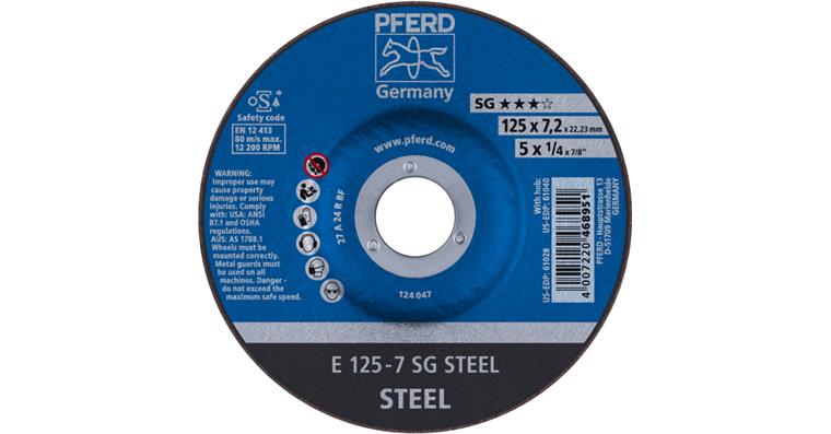 1044617104 grinding disc E 125x7.2x22.23 mm performance line SG STEEL for steel