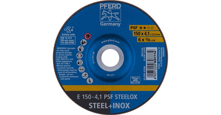 1001436751 grinding disc E 150x4.1x22.23 mm universal line PSF STEELOX for steel