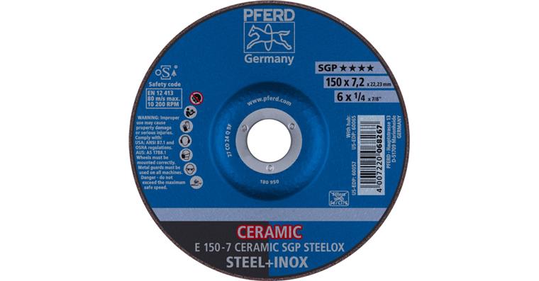 1001440724 grinding disc E 150x7.2x22.23 mm CERAMIC performance line SG STEELOX steel
