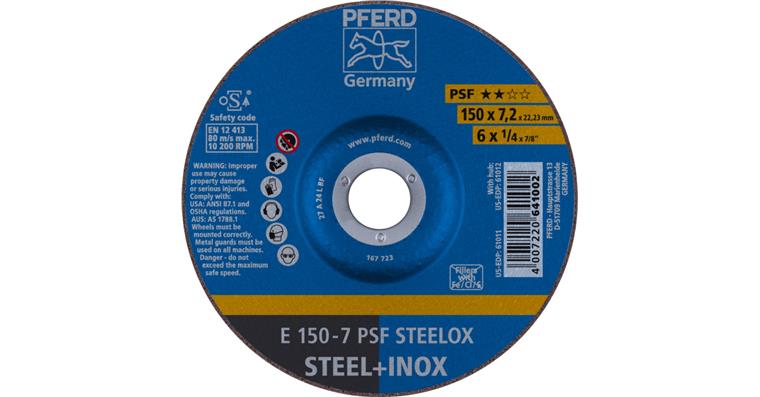 1001434956 grinding disc E 150x7.2x22.23 mm universal line PSF STEELOX for steel