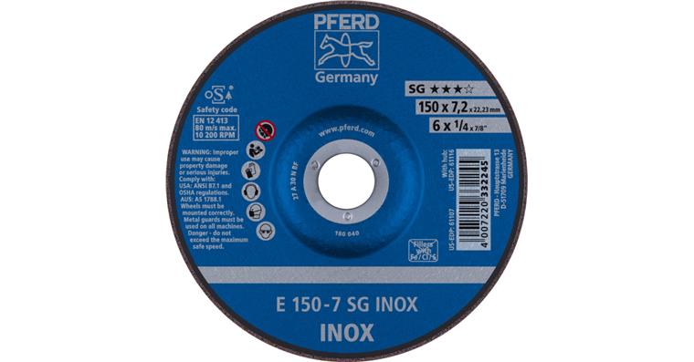 1001440614 grinding disc E 230x5.2x22.23 mm performance line SG INOX for stainless steel