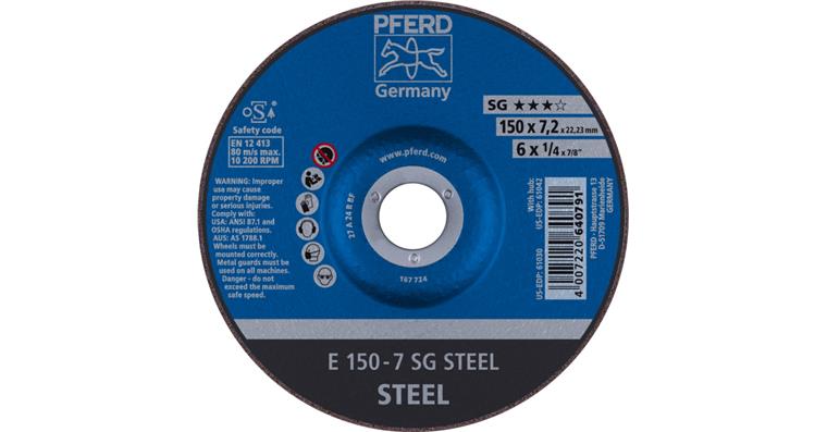1001434955 grinding disc E 150x7.2x22.23 mm performance line SG STEEL for steel