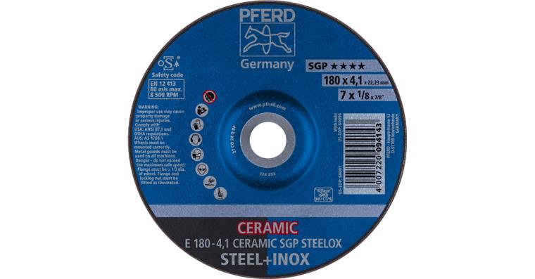 1001440603 grinding disc E 180x4.1x22.23 mm CERAMIC performance line SG STEELOX steel