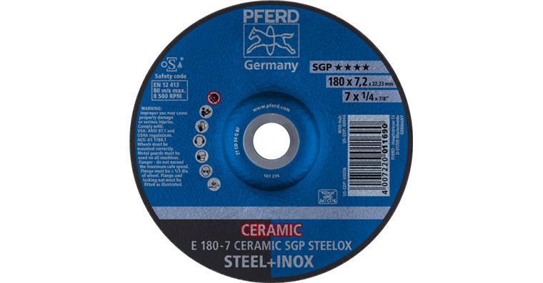 1001441013 grinding disc E 180x7.2x22.23 mm CERAMIC performance line SG STEELOX steel