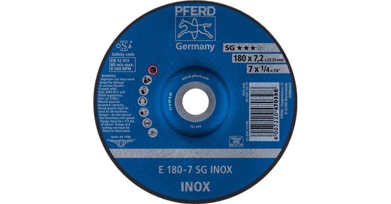 1001436760 grinding disc E 180x7.2x22.23 mm performance line SG INOX for stainless steel