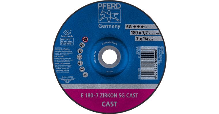 1001434968 grinding disc E 180x7.2x22.23 mm ZIRKON special line SGP CAST for cast iron
