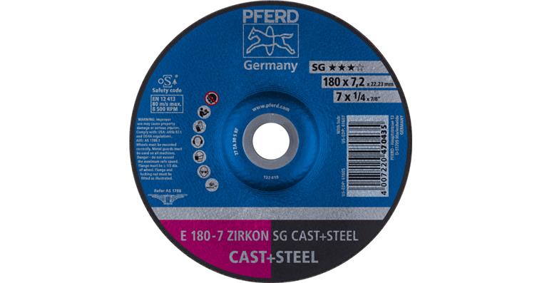 1001429160 grinding disc E 180x7.2x22.23mm ZIRKON line SG CAST STEEL for cast steel
