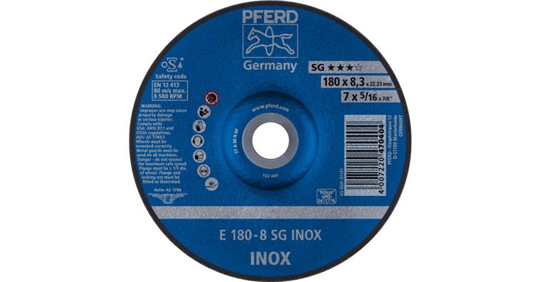 1001436178 grinding disc E 180x8.3x22.23 mm performance line SG INOX for stainless steel