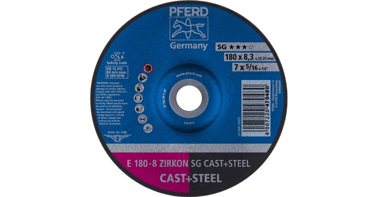 1001429169 grinding disc E 180x8.3x22.23mm ZIRKON line SG CAST STEEL for cast steel