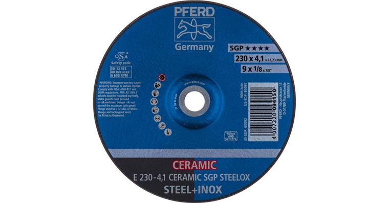 1001440604 grinding disc E 230x4.1x22.23 mm CERAMIC performance line SG STEELOX steel