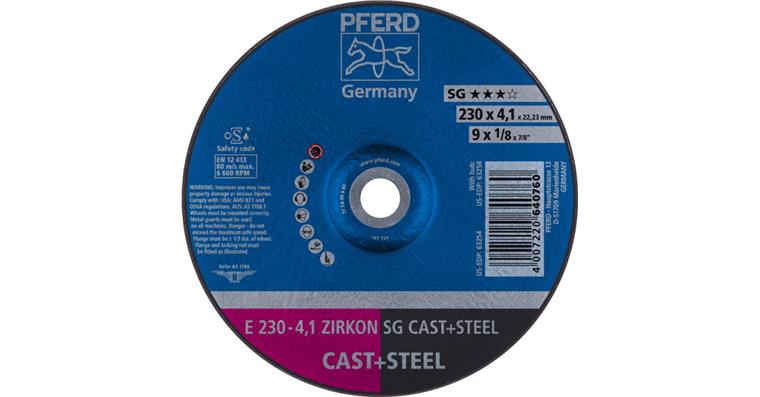 1001434952 grinding disc E 230x4.1x22.23mm ZIRKON line SG CAST STEEL for cast steel