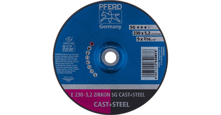 1001434961 grinding disc E 230x5.2x22.23mm ZIRKON line SG CAST STEEL for cast steel