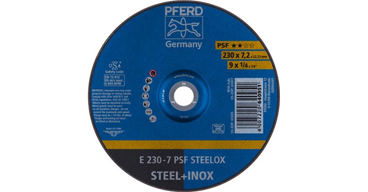 1001434970 grinding disc E 230x7.2x22.23 mm universal line PSF STEELOX for steel