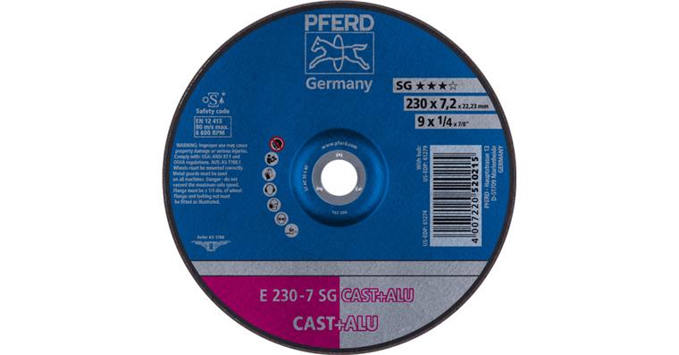 1001433957 grinding disc E 230x7.2x22.23 mm performance line SG CAST ALU for cast iron/aluminum