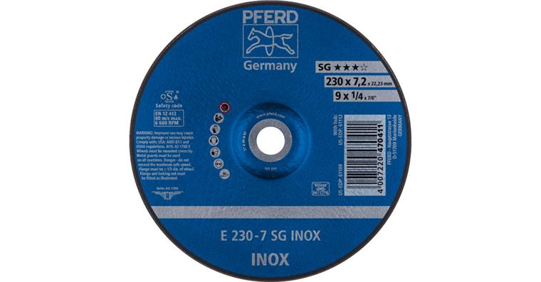 1001436767 grinding disc E 230x7.2x22.23 mm performance line SG INOX for stainless steel
