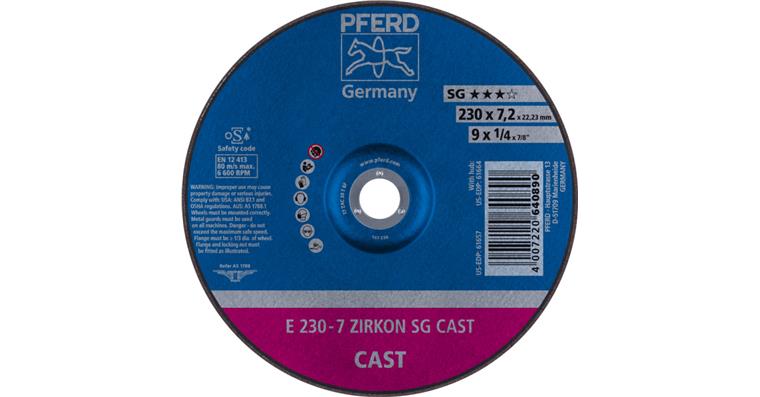 1001434967 grinding disc E 230x7.2x22.23 mm ZIRKON special line SGP CAST for cast iron