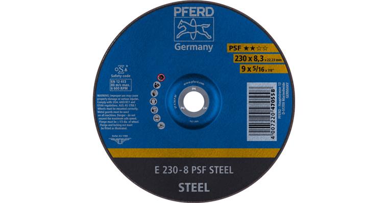 1001429141 grinding disc E 230x8.3x22.23 mm universal line PSF STEEL for steel