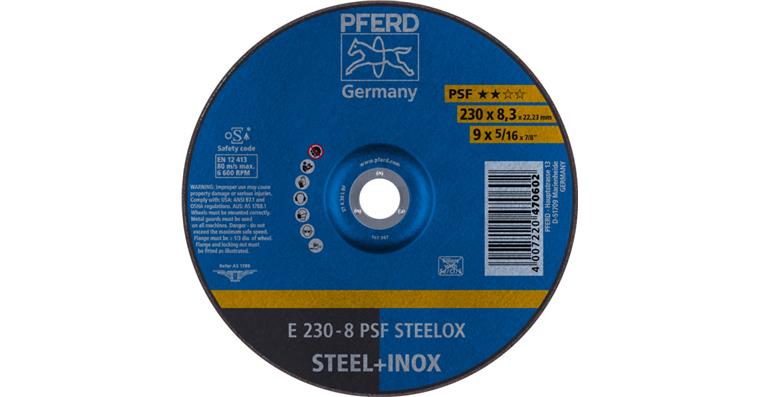 1001429140 grinding disc E 230x8.3x22.23 mm universal line PSF STEELOX for steel