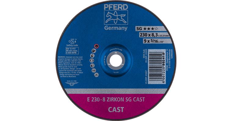 1001436770 grinding disc E 230x8.3x22.23 mm ZIRKON special line SGP CAST for cast iron