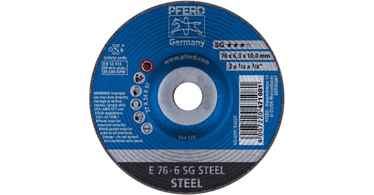 1001429145 grinding disc E 76x6.3x10mm performance line SG STEEL for steel