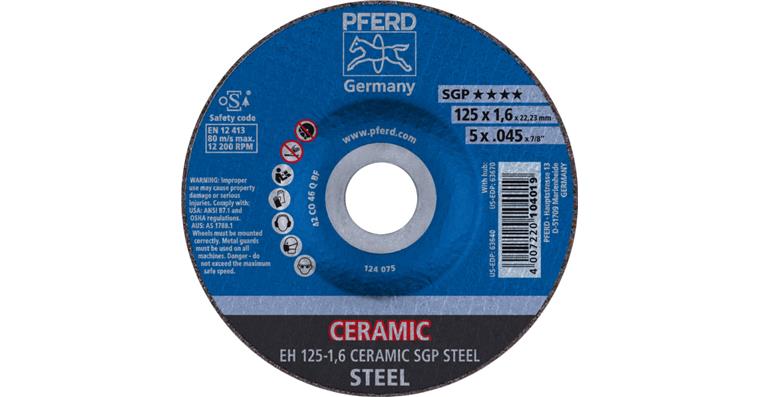 1001440522 cut-off wheel EH 125x1.6x22.23 mm cranked CERAMIC special line SGP STEEL
