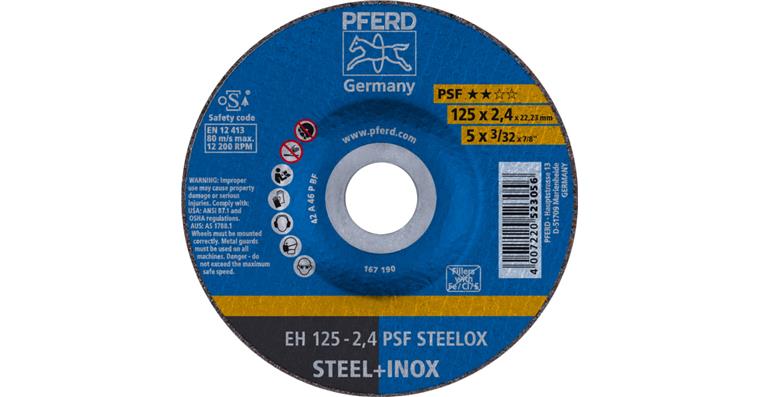 1001441982 cut-off wheel EH 125x2.4x22.23 mm cranked line PSF STEELOX for steel 10