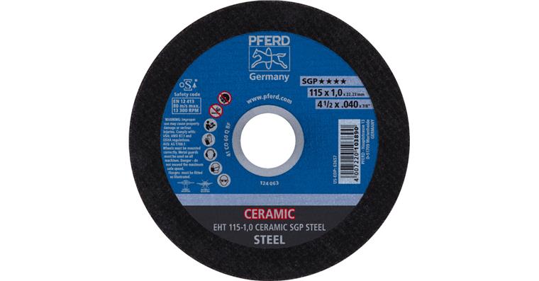 1001440524 cut-off wheel EHT 115x1.0x22.23 mm straight CERAMIC line SGP STEEL for steel
