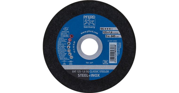 1001440569 cut-off wheel EHT 125x1.6x22.23mm straight line SG CLASSIC STEELOX for steel
