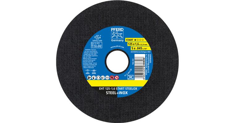 1001441976 cutting-off wheel EHT 125x1.6x22.23 mm straight start line START STEELOX steel 25