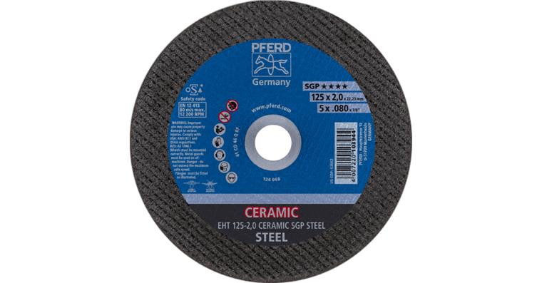 1001440529 cut-off wheel EHT 125x2.0x22.23 mm straight CERAMIC line SGP STEEL for steel