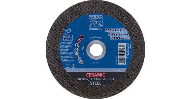 1001440535 cut-off wheel EHT 180x2.5x22.23 mm straight CERAMIC line SGP STEEL for steel