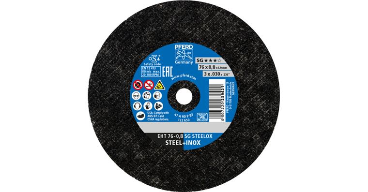 1001437257 small cut-off wheel EHT 76x0.8x6 mm straight performance line SG STEELOX steel