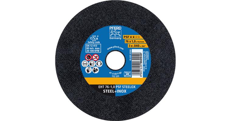 1001441977 small cut-off wheel EHT 76x1.0x10mm straight line PSF STEELOX for steel 10