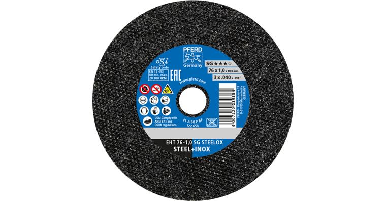 1001429301 small cut-off wheel EHT 76x1.0x10mm straight performance line SG STEELOX steel