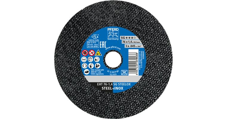 1001429302 small cut-off wheel EHT 76x1.4x10mm straight performance line SG STEELOX steel
