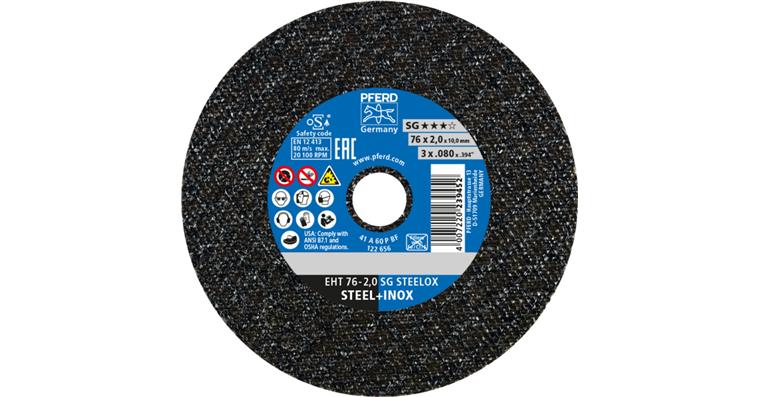 1044800121 small cut-off wheel EHT 76x2.0x10mm straight performance line SG STEELOX steel