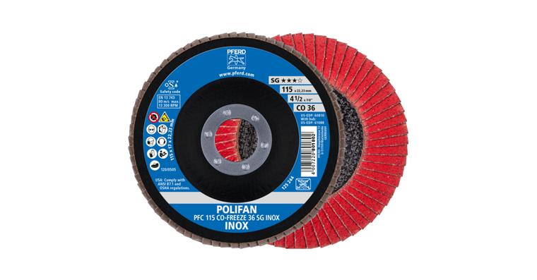 1043753201 POLIFAN flap disc PFC 115x22.23 mm conical CO-FREEZE 36 SG INOX