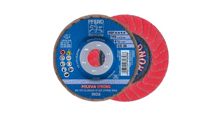 1001437262 POLIFAN STRONG flap disc PFC 115x22.23mm conical CO-FREEZE 36 SGP INOX