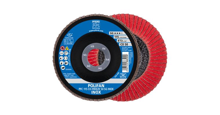 1043753202 POLIFAN flap disc PFC 115x22.23 mm conical CO-FREEZE 50 SG INOX