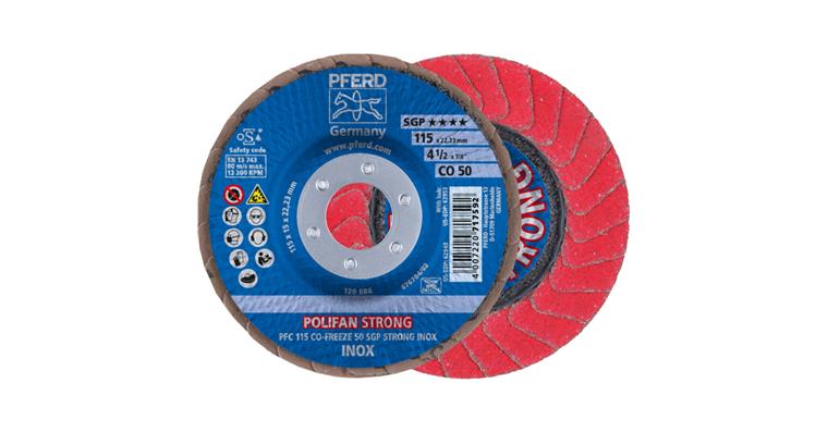 1001437265 POLIFAN STRONG flap disc PFC 115x22.23mm conical CO-FREEZE 50 SGP INOX
