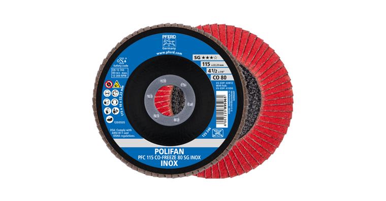 1043753203 POLIFAN flap disc PFC 115x22.23 mm conical CO-FREEZE 80 SG INOX