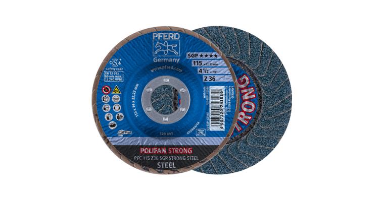 1001436839 POLIFAN STRONG flap disc PFC 115x22.23 mm conical Z36 line SGP STEEL