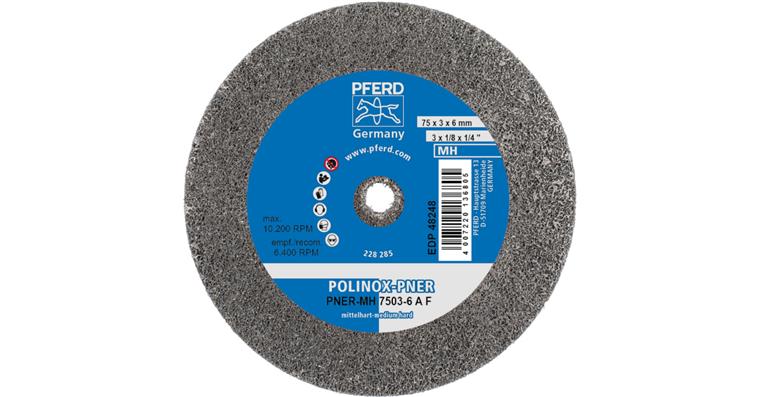 1001440510 POLINOX pressed non-woven wheel PNER diameter 75x3mm bore 6 medium hard