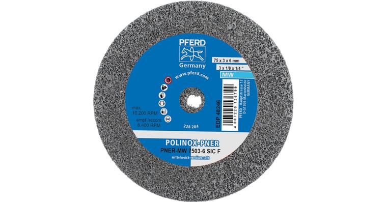 1001440509 POLINOX pressed non-woven wheel PNER diameter 75x3mm bore 6mm soft