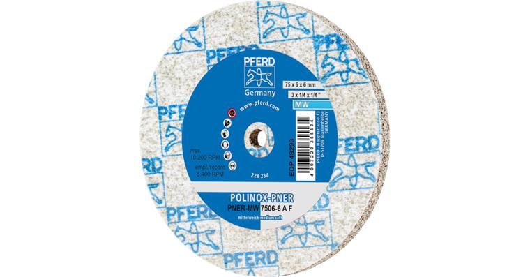 1001428909 POLINOX pressed non-woven wheel PNER diameter 75x6 mm bore 6 mm soft