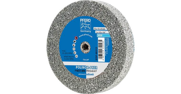 1001428911 POLINOX pressed non-woven wheel PNER diameter 75x13 mm bore 6 mm soft